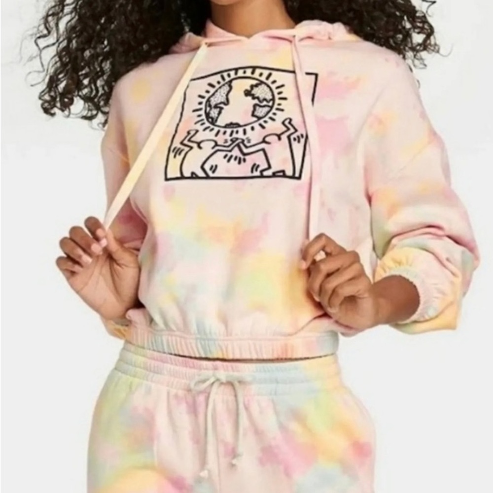 Keith Haring 2x crop top hoodie